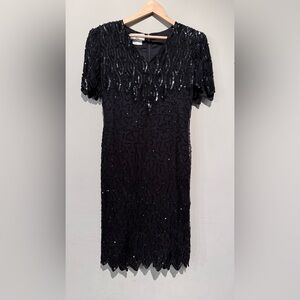 Brilliante by J.A Dress Sequined Beaded Silk Women S Black Evening Vintage Gown